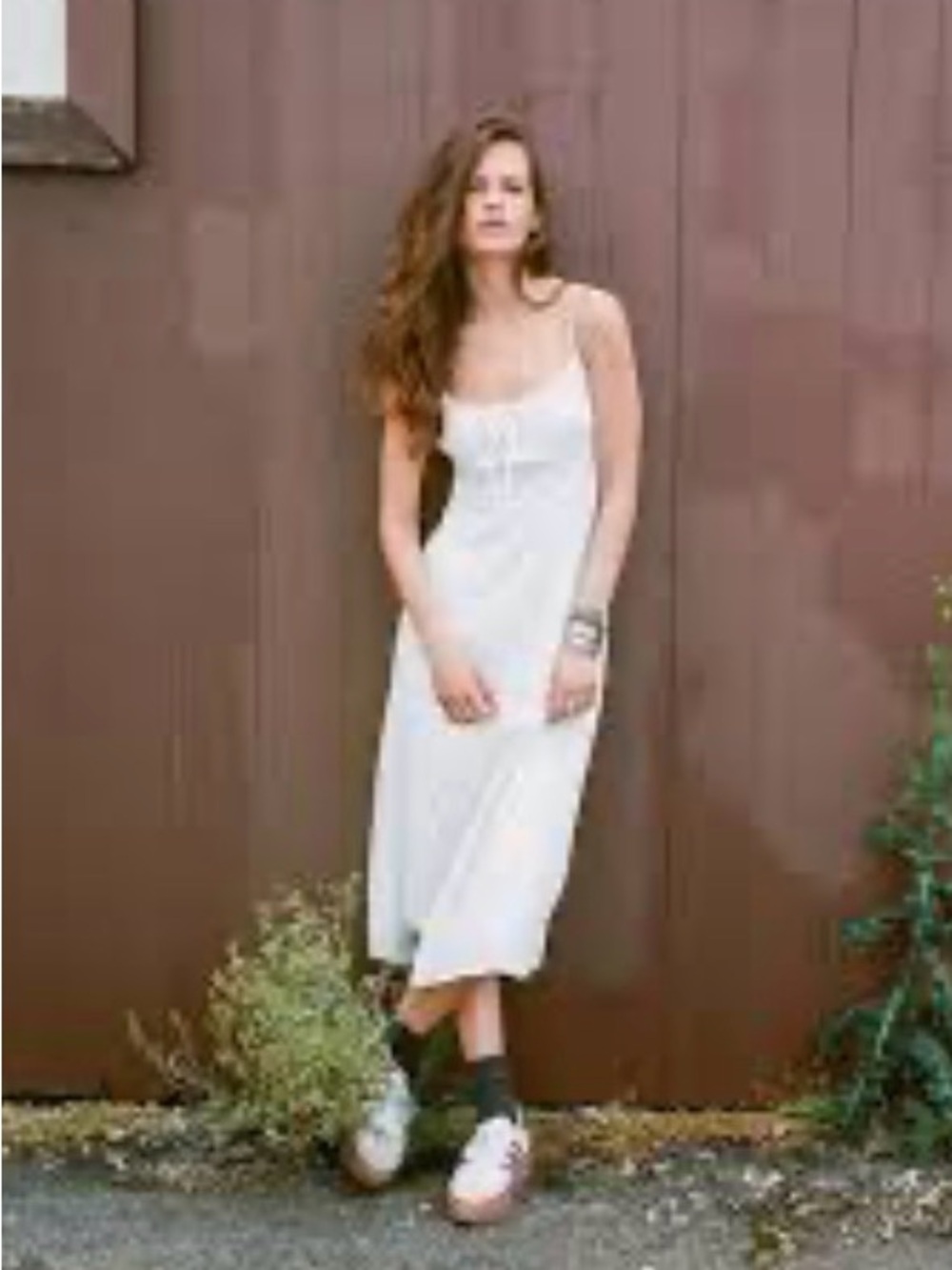 Urban Outfitters Kamryn White Textured Tie-Front Midi Dress, GUC, M